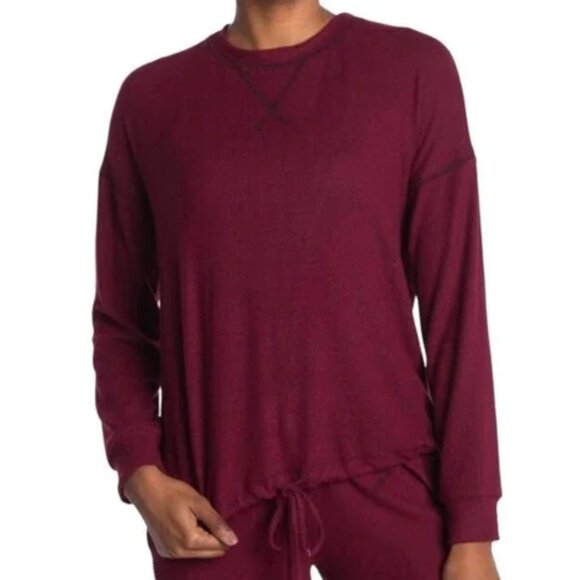 Freeloader Brushed Hacci Long Sleeve Drawstring Sweater Dark Burgundy Size Med - Picture 1 of 6